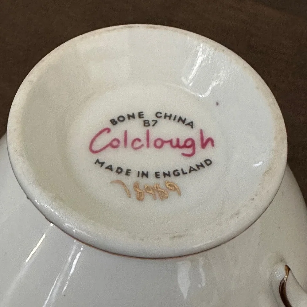 Vintage Colclough Bone China TeaCup Saucer Pink Floral Gold Trim Made in England